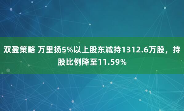 双盈策略 万里扬5%以上股东减持1312.6万股，持股比例降至11.59%