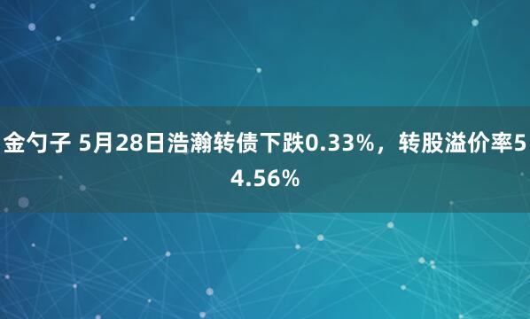 金勺子 5月28日浩瀚转债下跌0.33%，转股溢价率54.56%